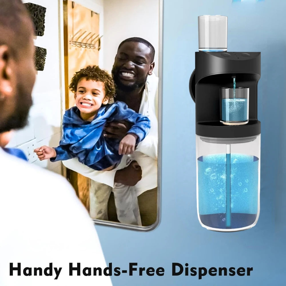 Automatic Mouthwash Dispenser featuring Magnetic Cups and 3 Dispensing Levels - 550ml