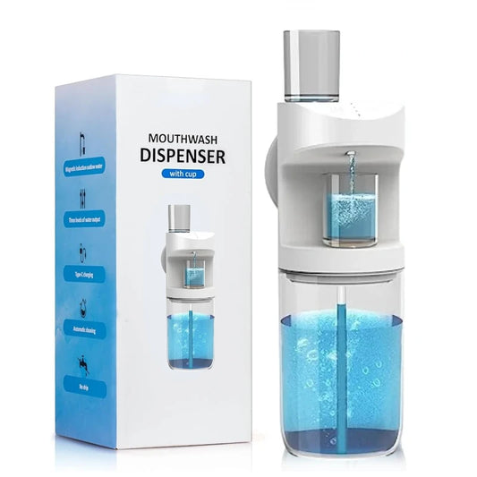 Automatic Mouthwash Dispenser featuring Magnetic Cups and 3 Dispensing Levels - 550ml