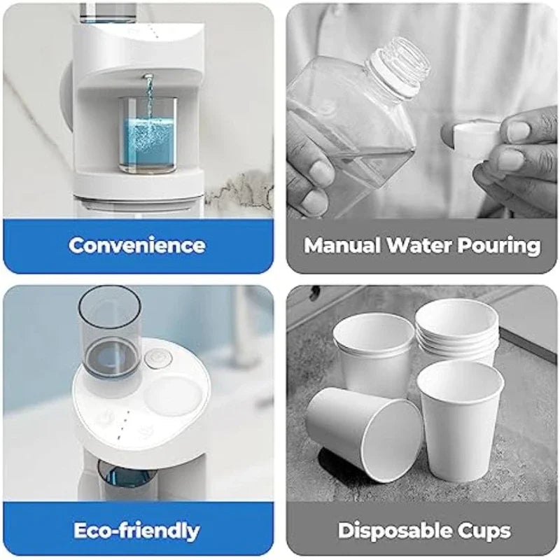 Automatic Mouthwash Dispenser featuring Magnetic Cups and 3 Dispensing Levels - 550ml